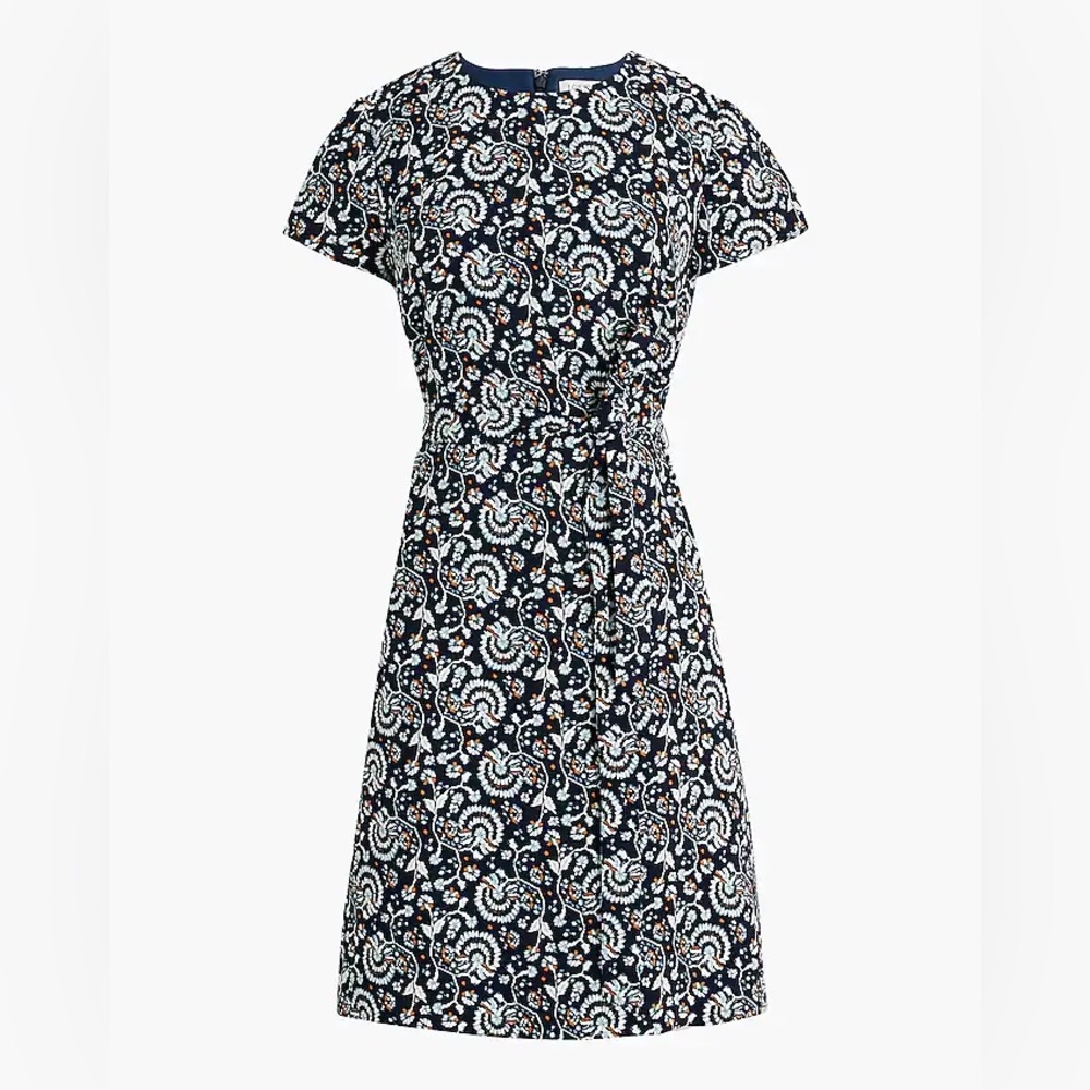 J. Crew Factory Navy and White Patterned Dress